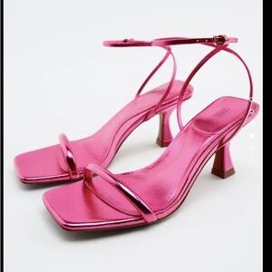 Zara Metallic Mid-Height Heel